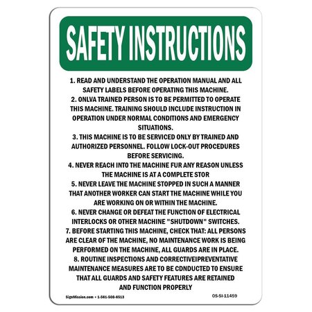SIGNMISSION OSHA Sign, 1. Read & Understand Operation, 10in X 7in Rigid Plastic, 7" W, 10" L, Portrait OS-SI-P-710-V-11459